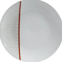 Gifi Assiette plate Oreige décor trèfles et ligne rouge x4 Best