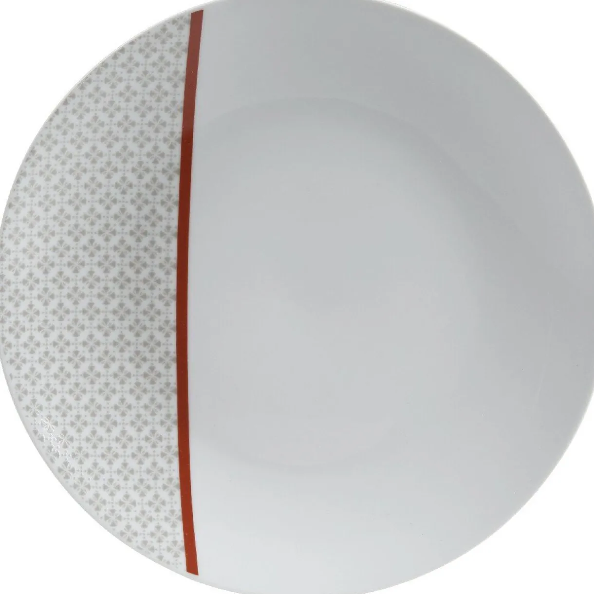 Gifi Assiette plate Oreige décor trèfles et ligne rouge x4 Best