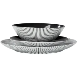 Gifi Assiette plate rayure noire et blanche