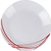 Gifi Assiette plate ronde Arcopal blanche lignes rouges
