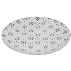 Gifi Assiette plate ronde blanche motif fleurs violettes Best