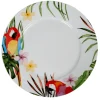 Gifi Assiette plate ronde blanche décor perroquet Discount