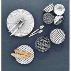 Gifi Assiette plate ronde blanche rayon noir Outlet