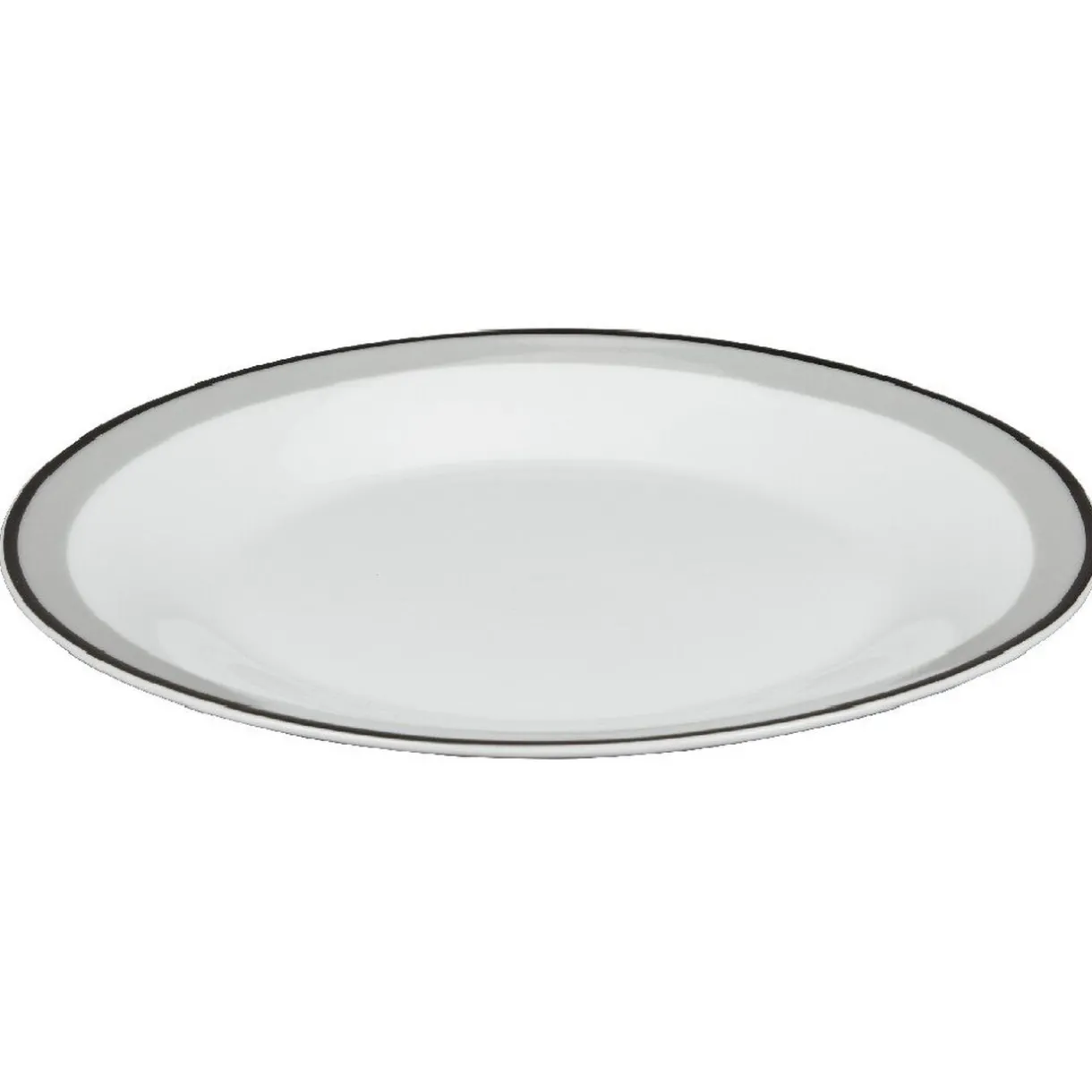 Gifi Assiette plate ronde blanche bordure gris noir Lizzy
