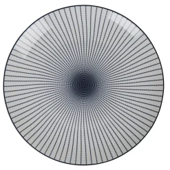 Gifi Assiette plate ronde blanche rayon bleu