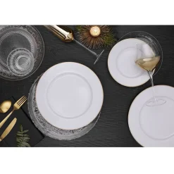 Gifi Assiette plate ronde blanche contour doré