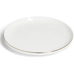 Gifi Assiette plate ronde blanc et doré Ø26cm porcelaine