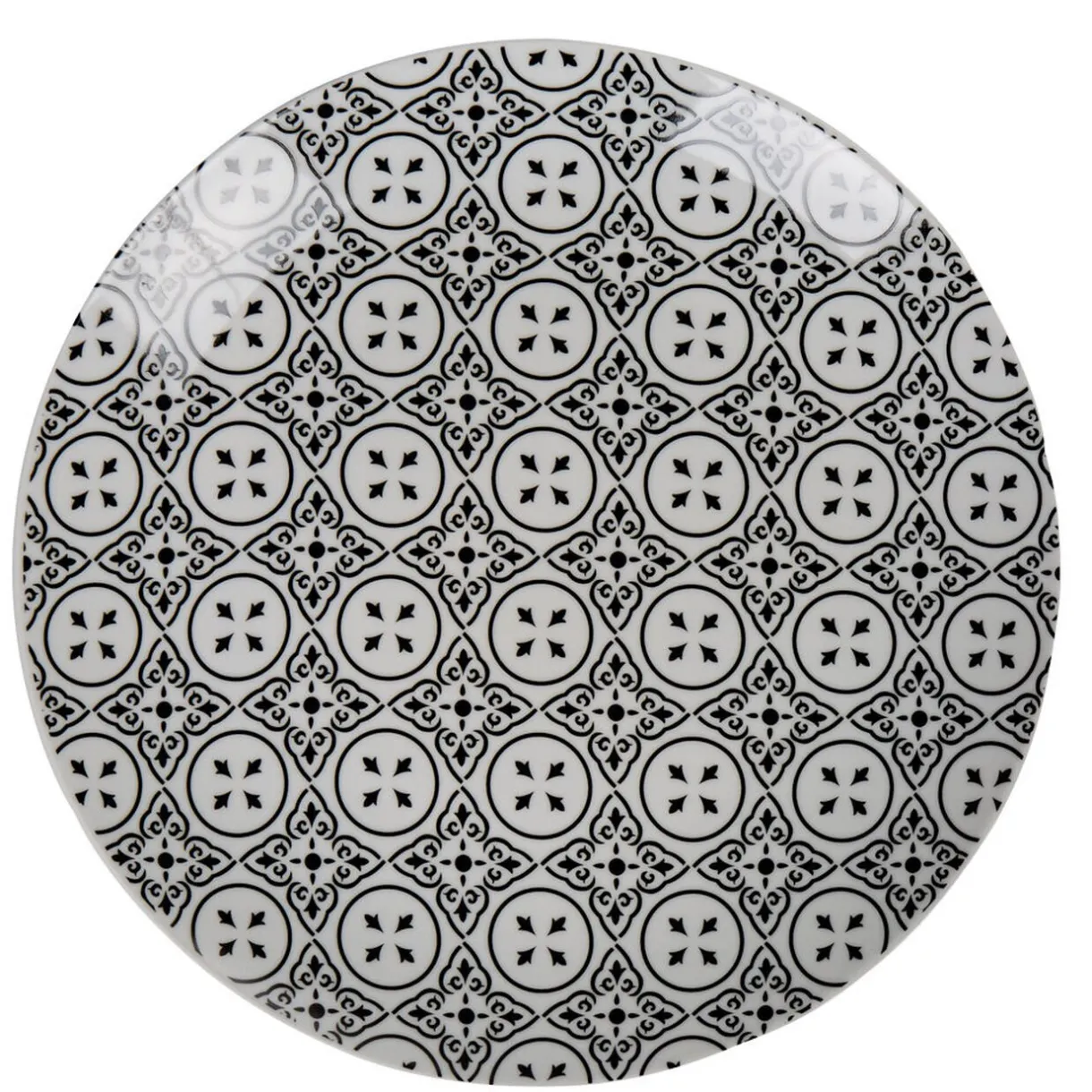 Gifi Assiette plate ronde carreaux de ciment blanc noir Dakar Discount