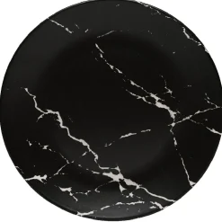 Gifi Assiette plate ronde décor marbre noir et blanc