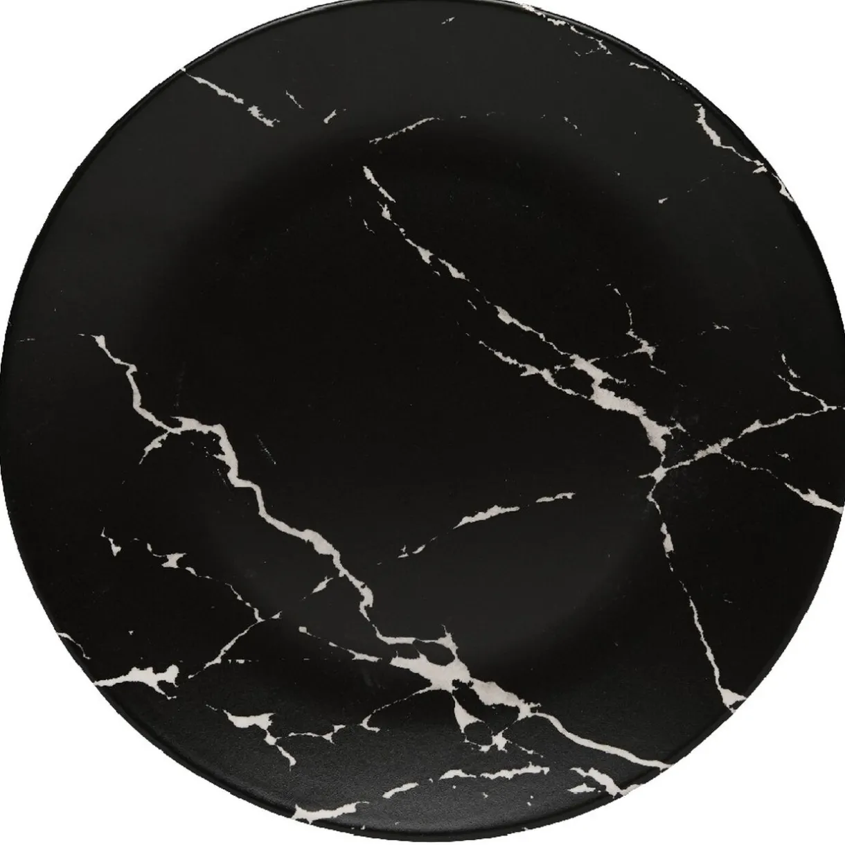 Gifi Assiette plate ronde décor marbre noir et blanc