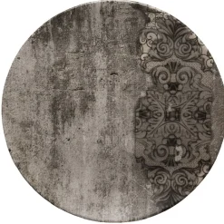 Gifi Assiette plate ronde effet vieux bois décor arabesque