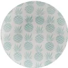 Gifi Assiette plate ronde en faïence motif ananas blanc et bleu