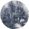 Gifi Assiette plate ronde en faïence imprimé palmiers noir gris Best