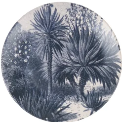 Gifi Assiette plate ronde en faïence imprimé palmiers noir gris Best