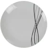 Gifi Assiette plate ronde Line blanche lignes gris noir