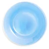Gifi Assiette plate ronde liseré blanc verre transparent bleu Ø26cm Outlet