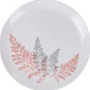 Gifi Assiette plate ronde Luminarc blanc motif feuille gris rose