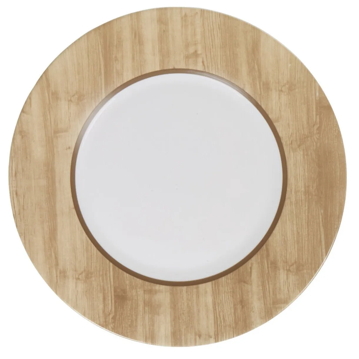 Gifi Assiette plate ronde Luminarc blanc motif bois Nordic Clearance