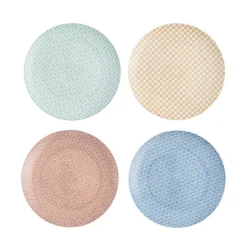 Gifi Assiette plate ronde motif géométrique 4 couleurs x4