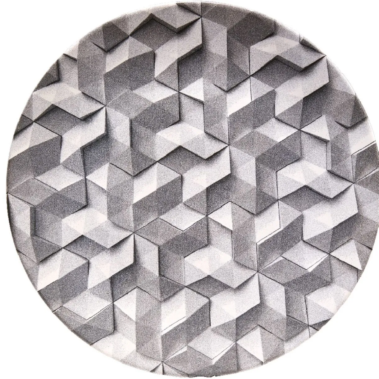 Gifi Assiette plate ronde motif origami gris et blanc