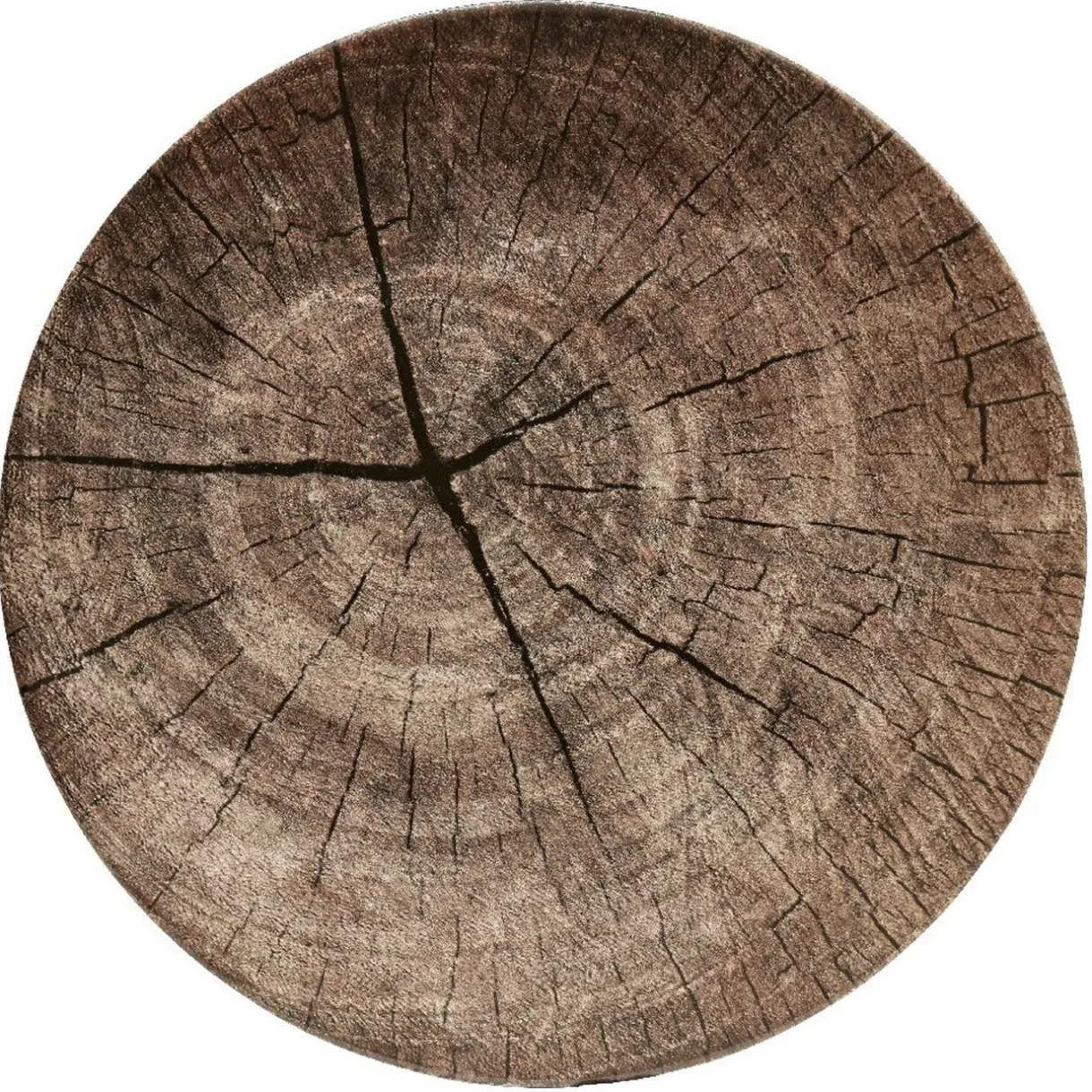 Gifi Assiette plate ronde motif rondin de bois marron