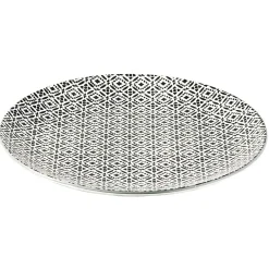 Gifi Assiette plate ronde motif géométrique noir et blanc