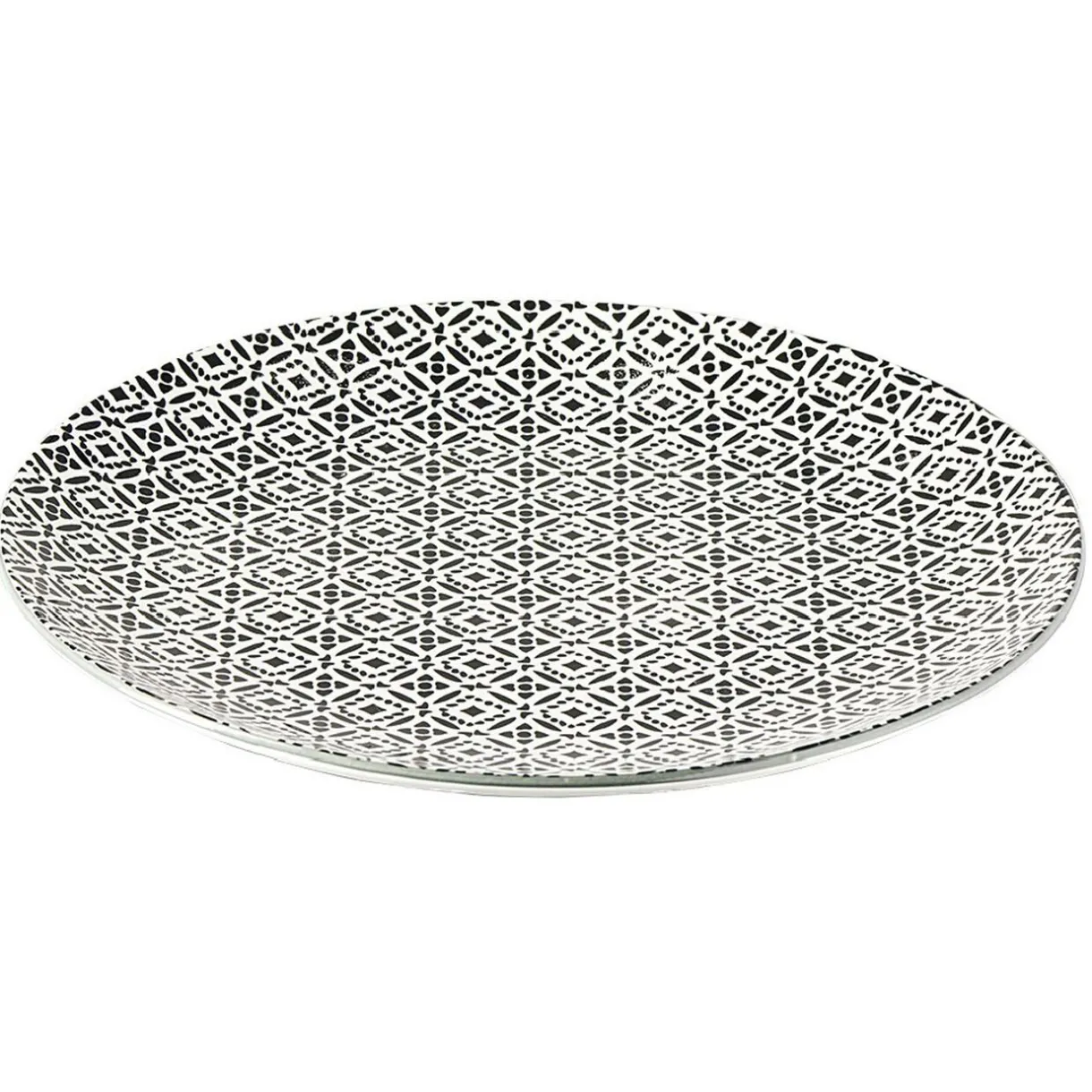 Gifi Assiette plate ronde motif géométrique noir et blanc