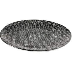Gifi Assiette plate ronde motif géométrique noir et blanc