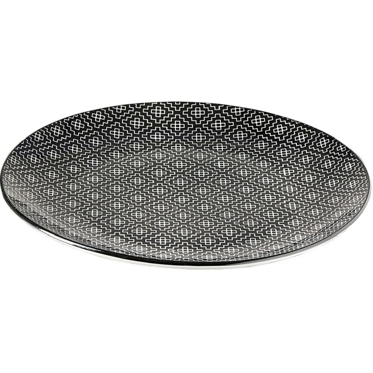 Gifi Assiette plate ronde motif géométrique noir et blanc