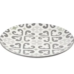 Gifi Assiette plate ronde motif carreau de ciment gris et blanc