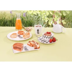 Gifi Assiette plate ronde porcelaine blanc style tropical ananas