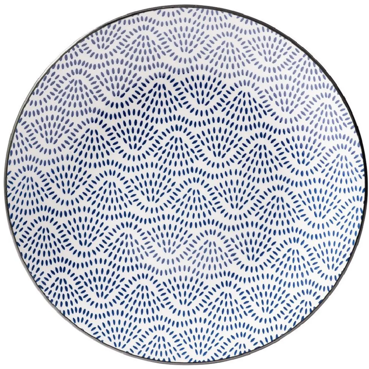 Gifi Assiette plate style japonais porcelaine bleu blanc Sale