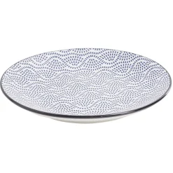 Gifi Assiette plate style japonais porcelaine bleu blanc Sale