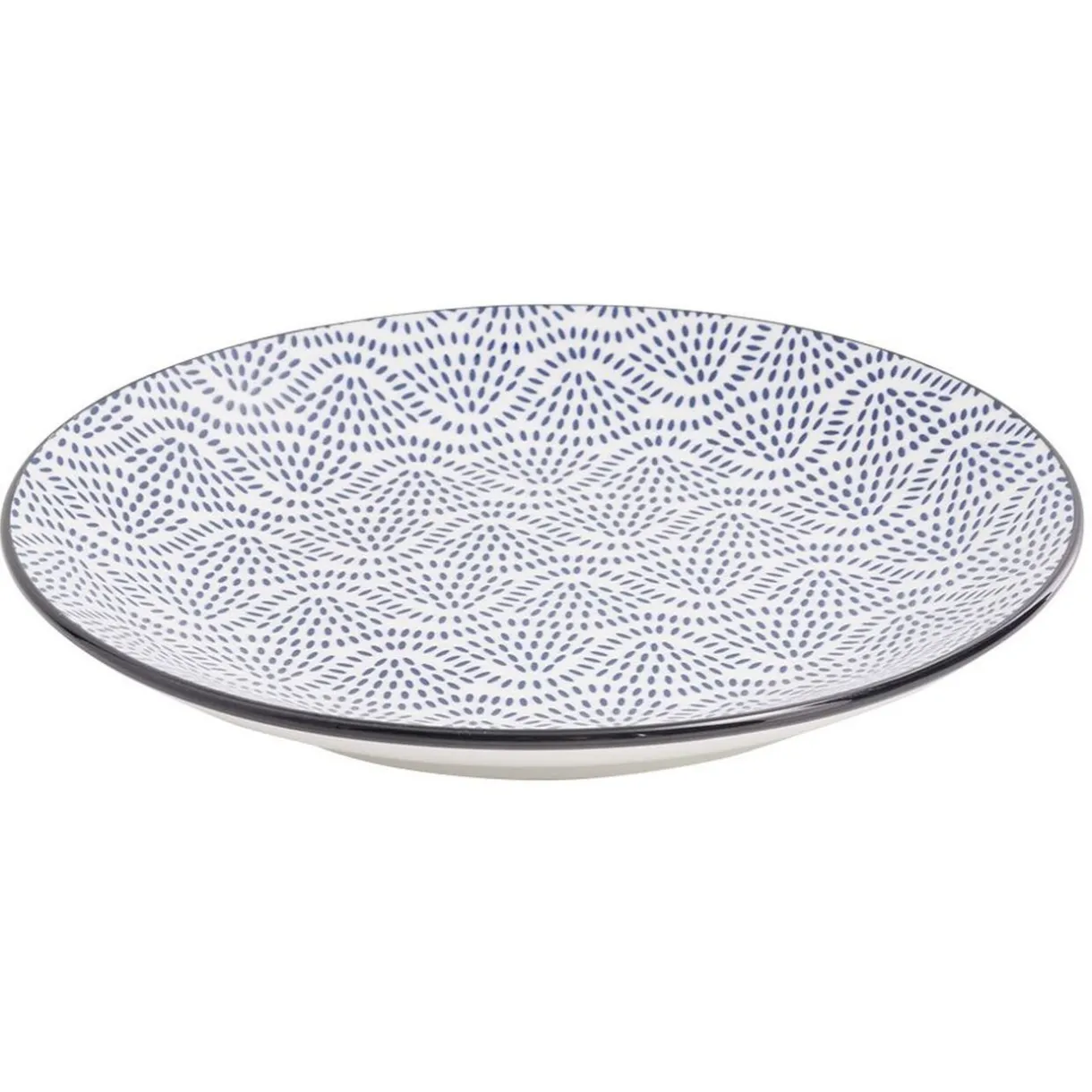 Gifi Assiette plate style japonais porcelaine bleu blanc Sale