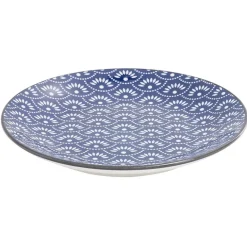 Gifi Assiette plate style japonais porcelaine bleu blanc Sale