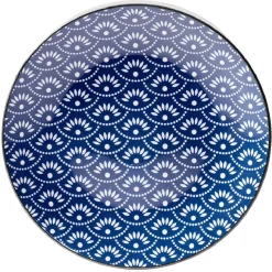 Gifi Assiette plate style japonais porcelaine bleu blanc Sale