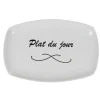 Gifi Assiette rectangulaire blanche message plat du jour Clearance