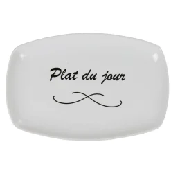 Gifi Assiette rectangulaire blanche message plat du jour Clearance