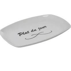 Gifi Assiette rectangulaire blanche message plat du jour Clearance