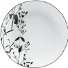 Gifi Assiette ronde blanche décor tiges feuilles noires Hot