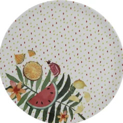 Gifi Assiette ronde motifs fruits exotiques et feuille de palmier