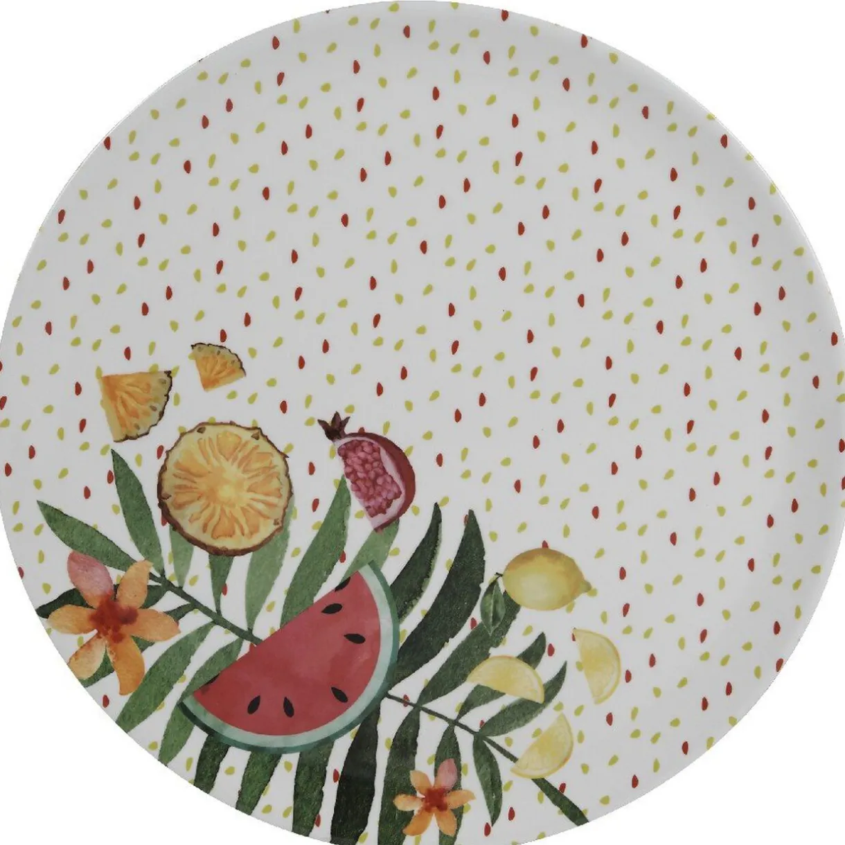 Gifi Assiette ronde motifs fruits exotiques et feuille de palmier