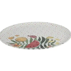 Gifi Assiette ronde motifs fruits exotiques et feuille de palmier