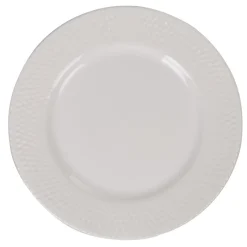 Gifi Assiette ronde plate céramique à rebord embossé uni blanc