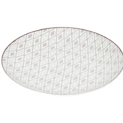 Gifi Assiette ronde plate décor gris avec liseré rouge