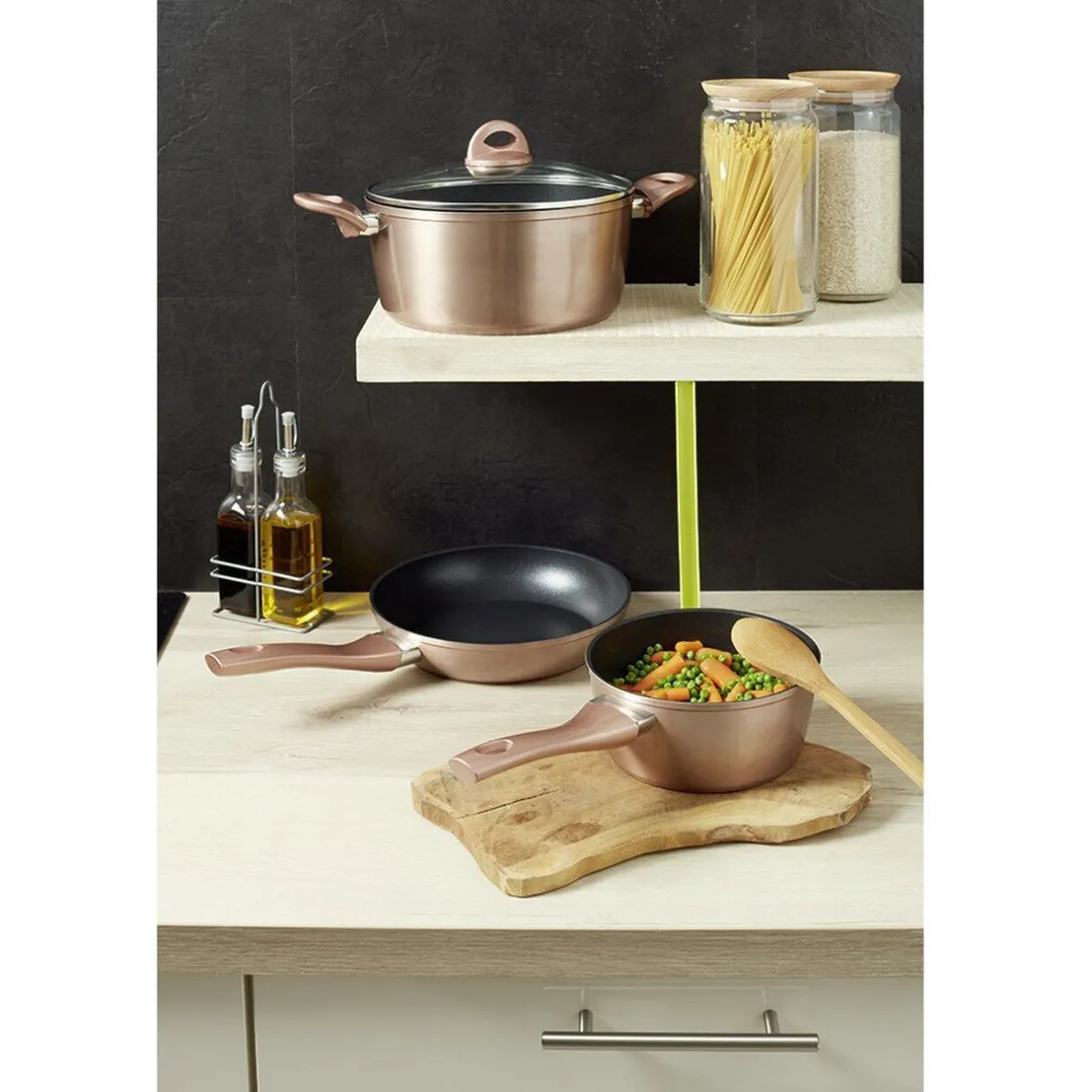 Gifi Batterie de cuisine aluminium forgé 3 pièces tous feux dont induction Discount