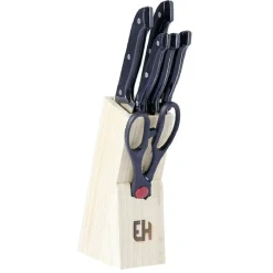Gifi Bloc en bois 5 couteaux de cuisine et ciseaux New