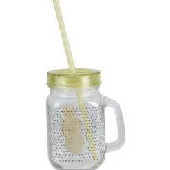 Gifi Bocal à anse avec paille motif exotique Clearance