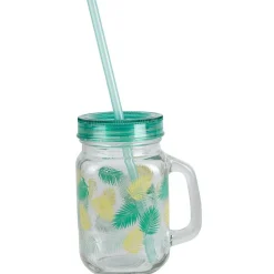 Gifi Bocal à anse avec paille motif exotique Clearance