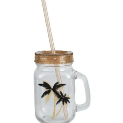 Gifi Bocal à anse avec paille motif exotique Clearance